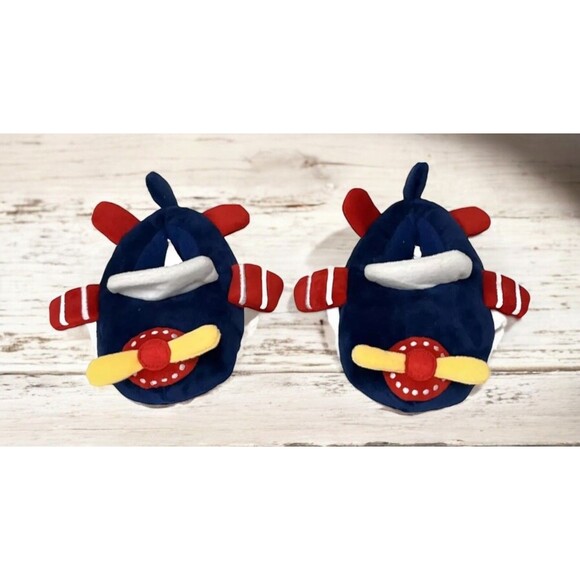 Wonder Nation Toddler Airplane Slippers Boys Girls 7/8 Plush House Shoes NEW - Picture 3 of 6